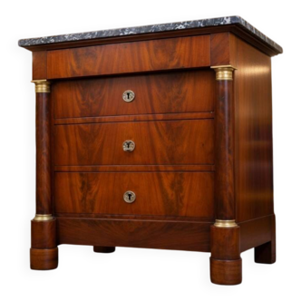 Antique chest of drawers with stone top, France, circa 1880. After restoration.