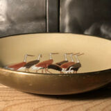 Hollow plate Japan ACF porcelain circled brass decorated with cranes