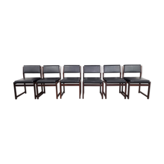 Set of 6 brutalist dining chairs by Emiel Veranneman for Decoene, 1970s