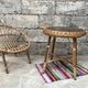 Guerdon vintage children's coffee table in rattan wit old rattan wicker bohemian 1950