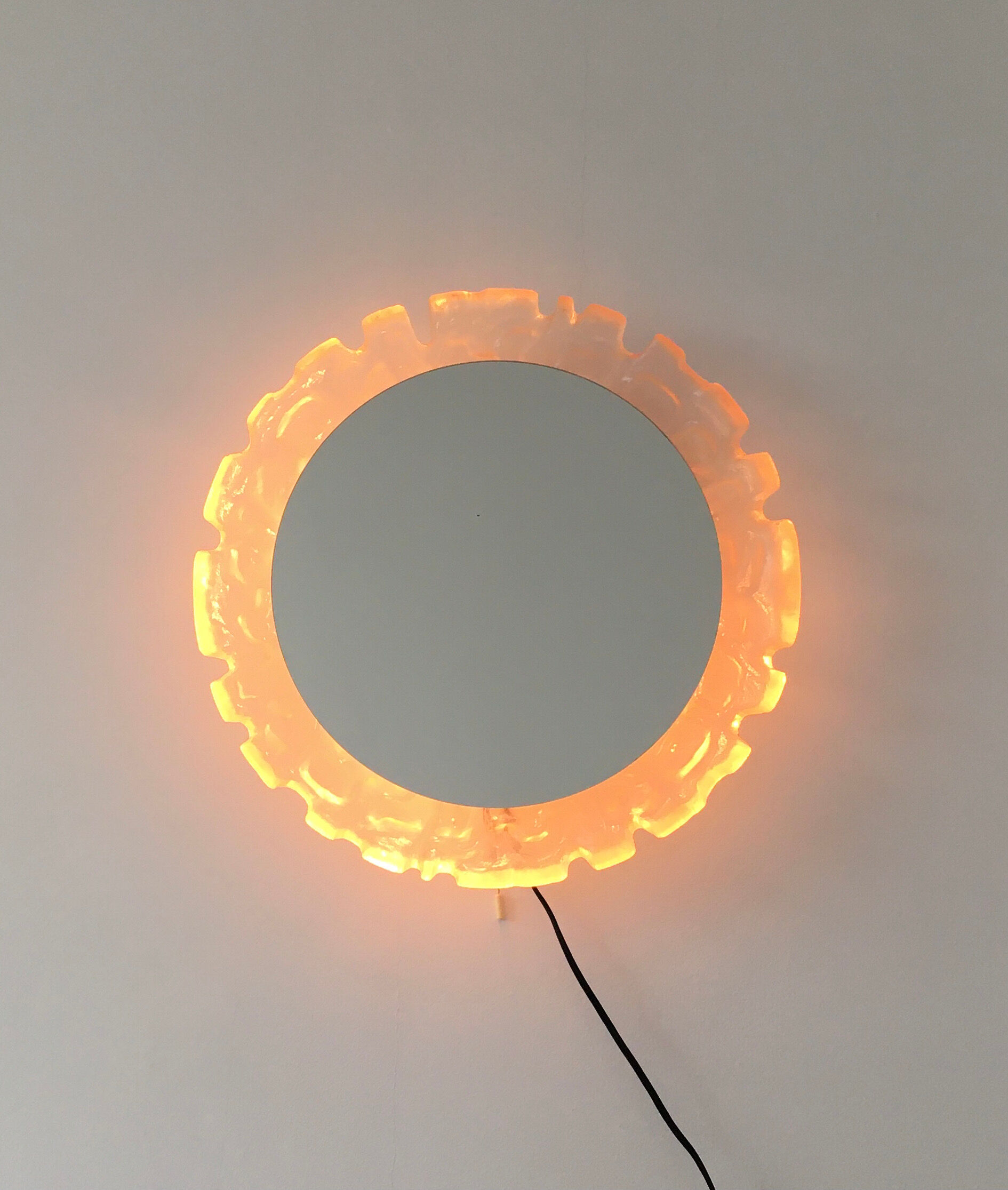 Hillebrand vintage Lucite wall mirror with backlight , 1970's , Germany