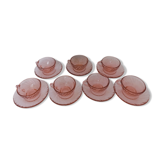 Vintage pink arcoroc espresso cups