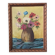 Tableau acrylique sur toile nature morte ancienne bouquet de fleurs