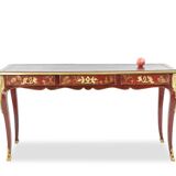 Louis XV style bureau plat with lake scene decoration. Circa 1850.