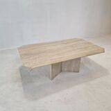 Italian Coffee Table in Travertine, 1980s