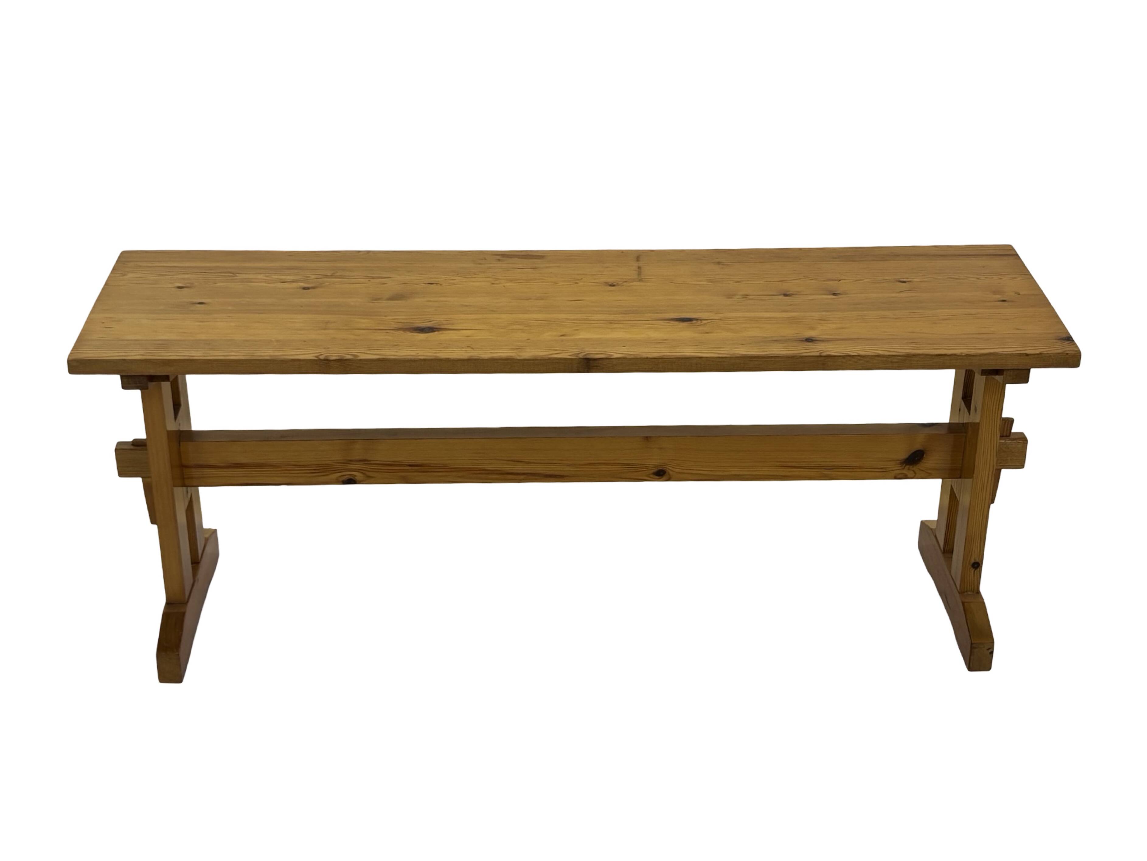 Vintage Scandinavian modern pinewood bench from the 1960's