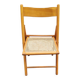 Chaise pliante en bois et cannage 1980