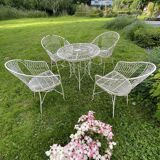 Italian garden furniture, vintage furniture, table and 4 wrought iron chairs