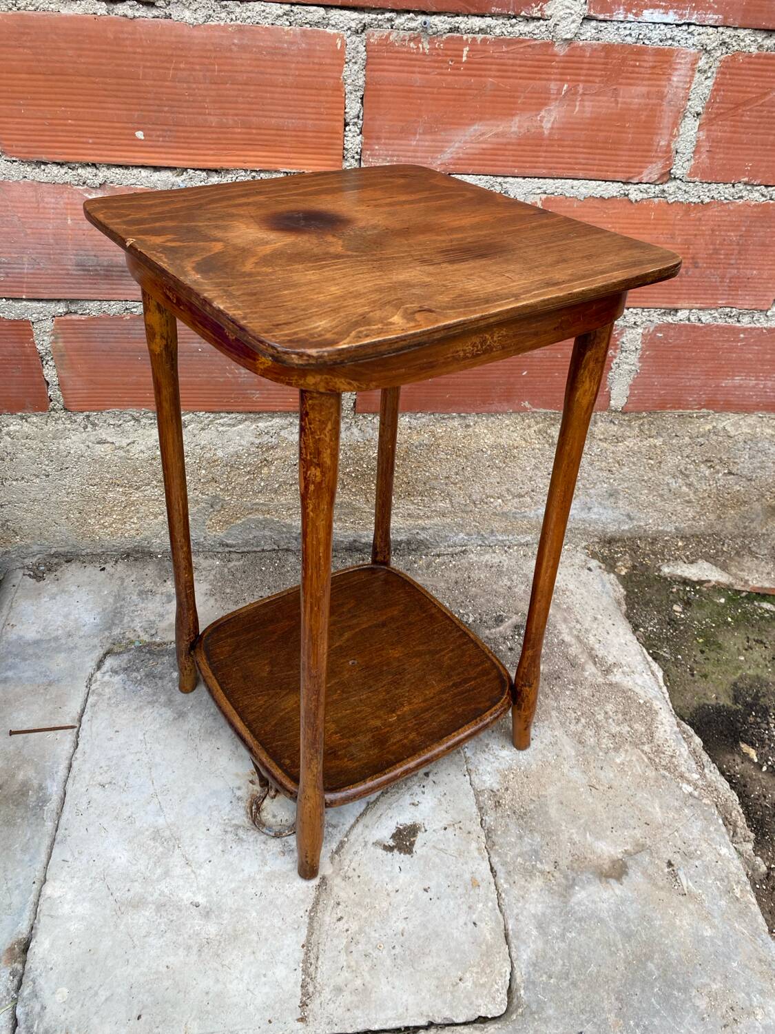 Table D’appoint Sellette Ancienne Bois Tourné Brut Décoration Vintage