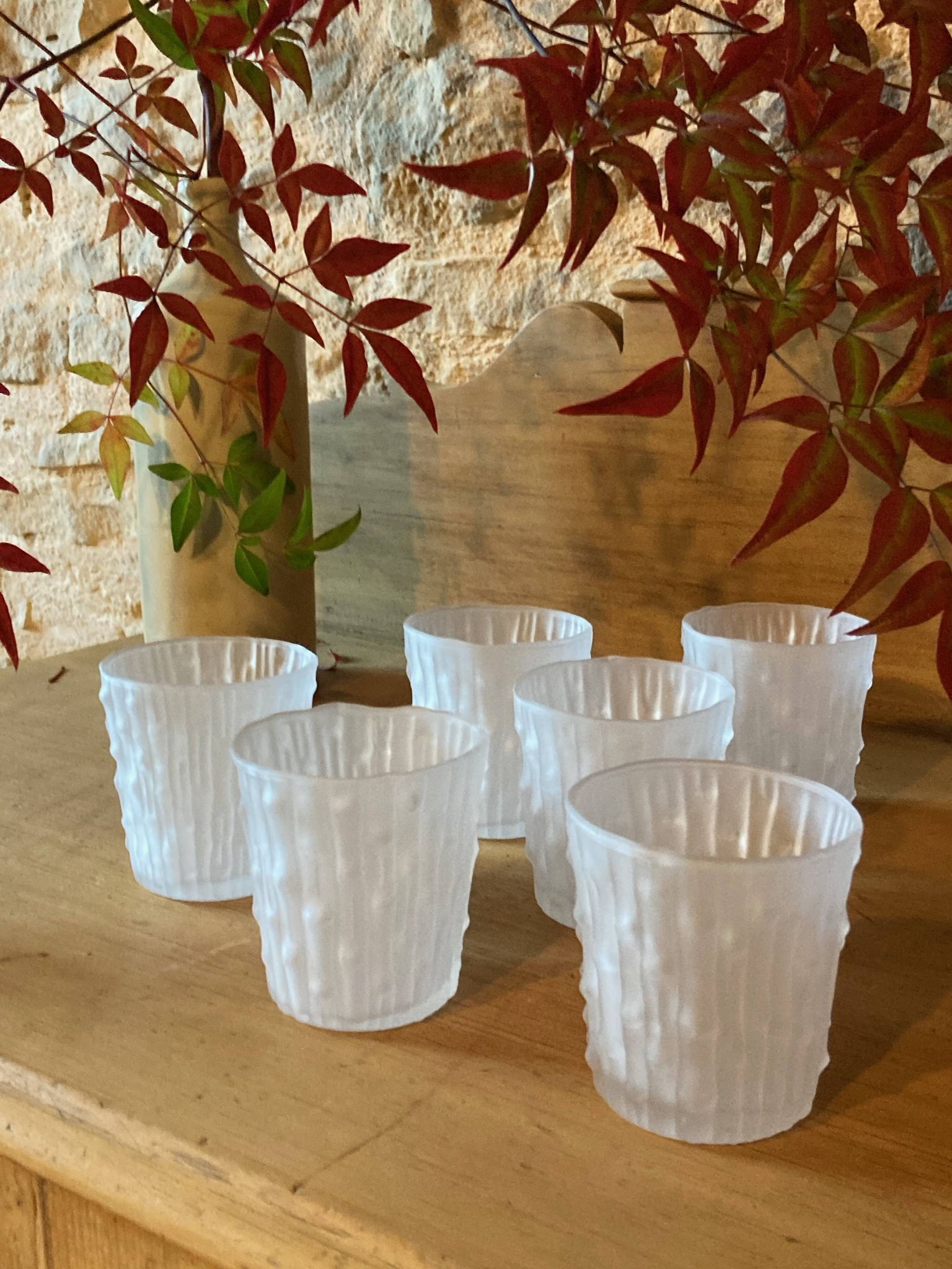 Verres / gobelets texturés effet givré, made in Italy