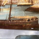 painting fixed under glass port of La Rochelle 19th century