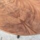 Extendable round dining table with central leg renovated in raw wood 205cm
