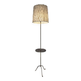 Floor lamp with vintage wool and brass shelf
