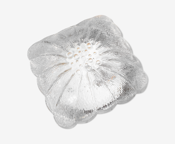 Plafonnier hublot fleur en verre moulé vintage