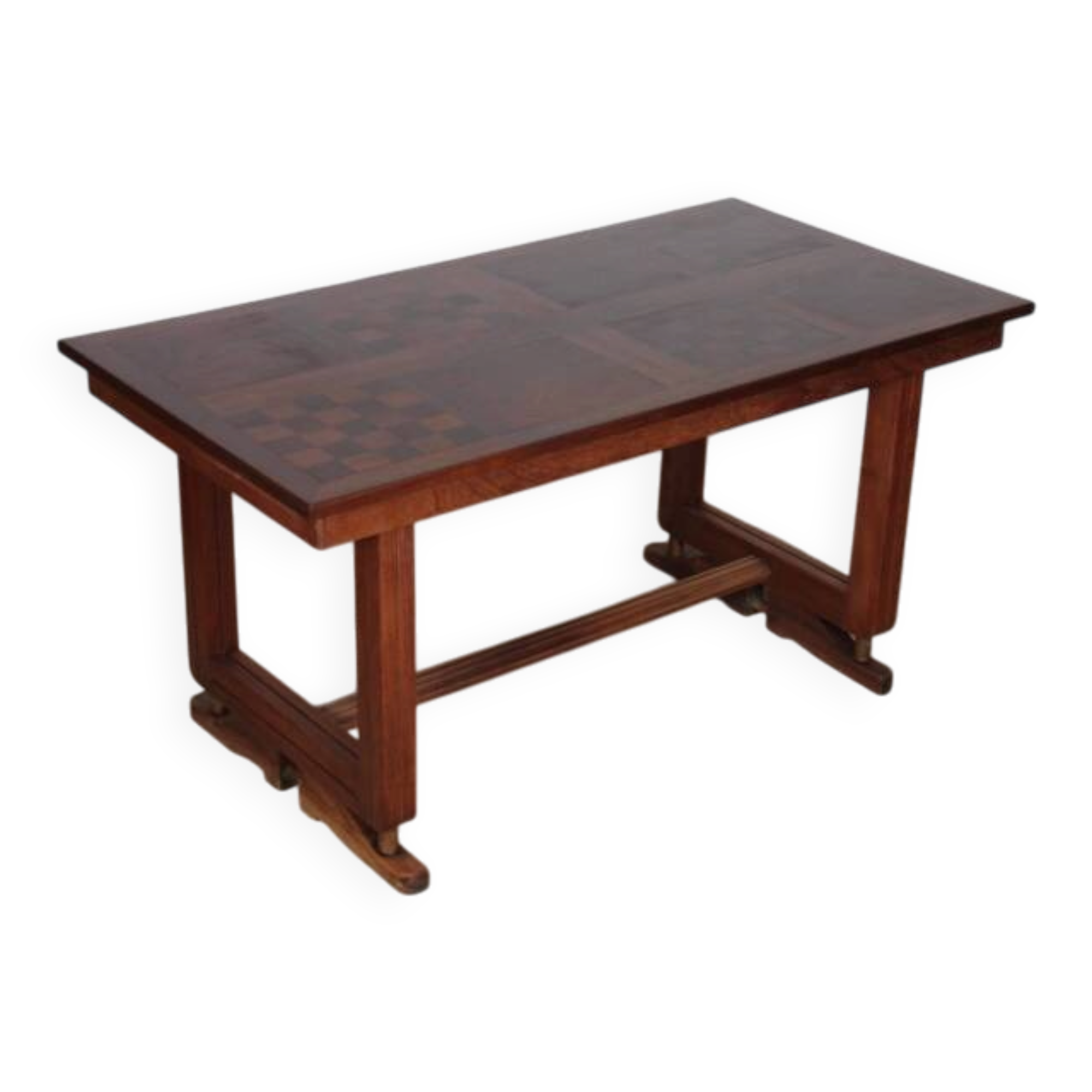 Wood and brass dining table, French craftsmanship, 1940.