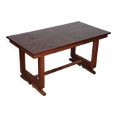Wood and brass dining table, French craftsmanship, 1940.