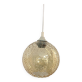 Vintage globe pendant in amber bubble glass