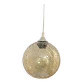 Vintage globe pendant in amber bubble glass