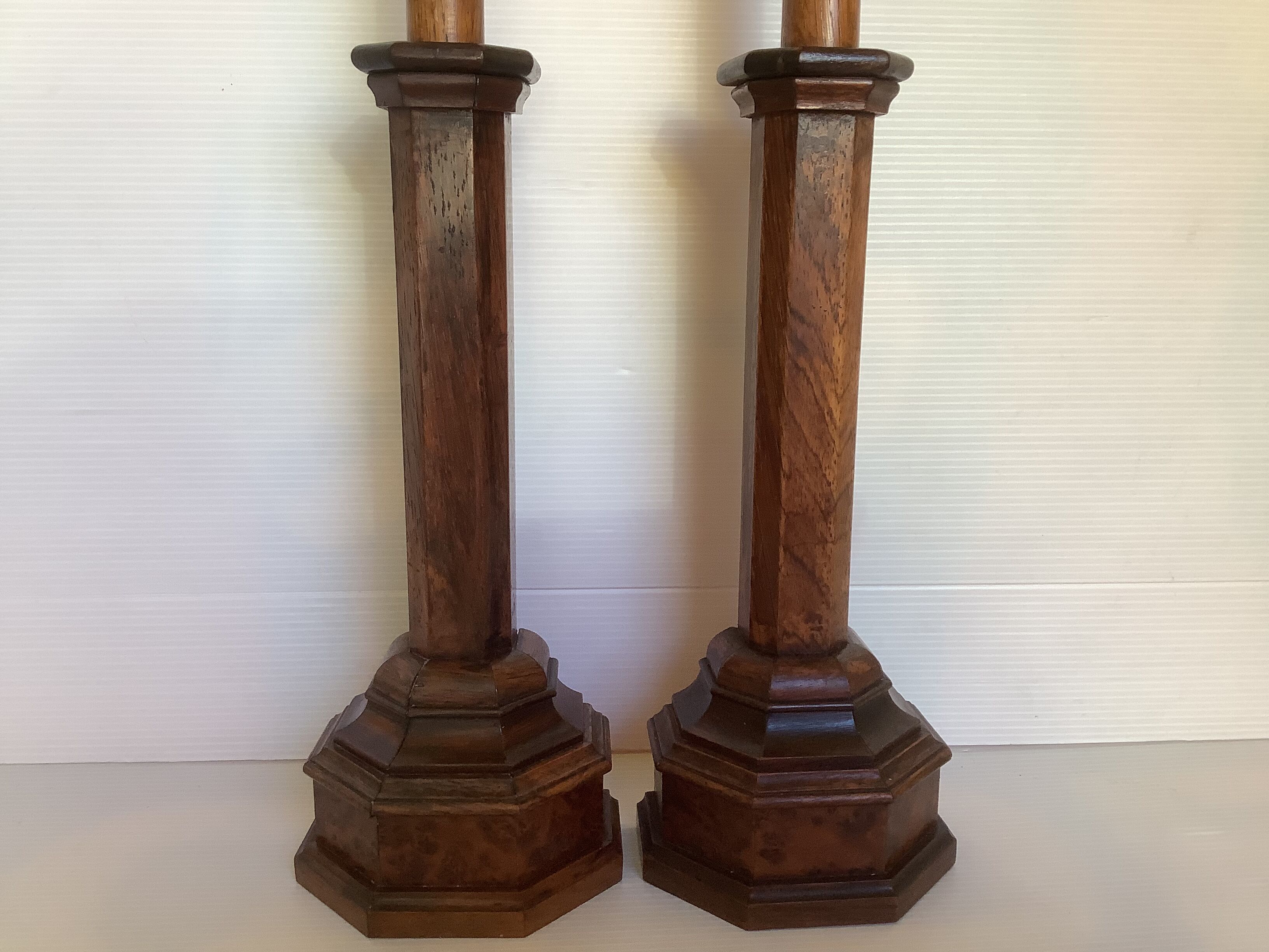 Pair of old candlesticks pic wooden candle