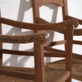 Two oak and rope armchairs, circa 1900