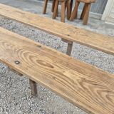 Pair of rustic oak and fir farmhouse benches 1900s - 3m85