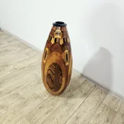 Monumental wooden floor vase / intarsia / wood mosaic / Africa / 1950s–1960