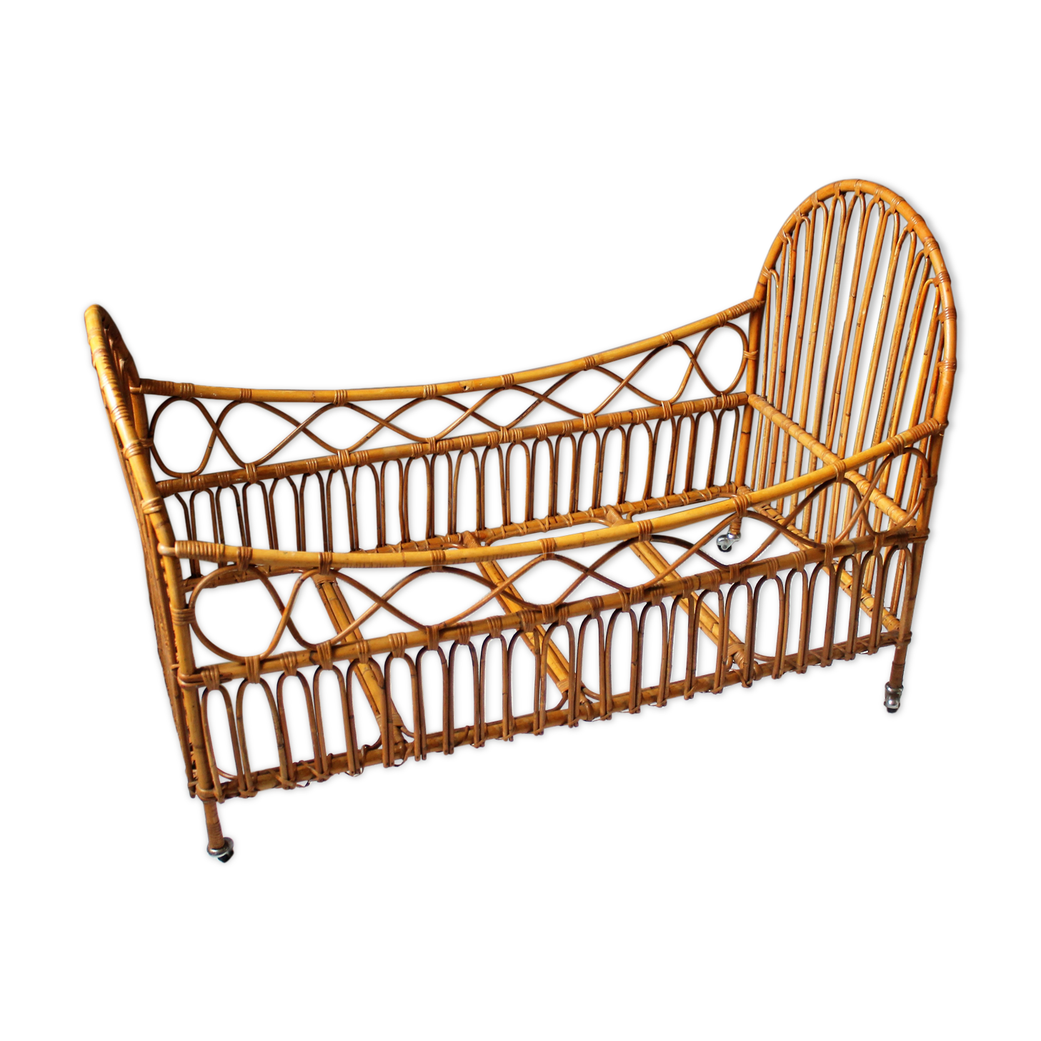 Vintage rattan cradle