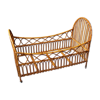 Vintage rattan cradle