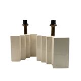 Hollywood regency set of 2 ceramic table Lamps, France 1970s