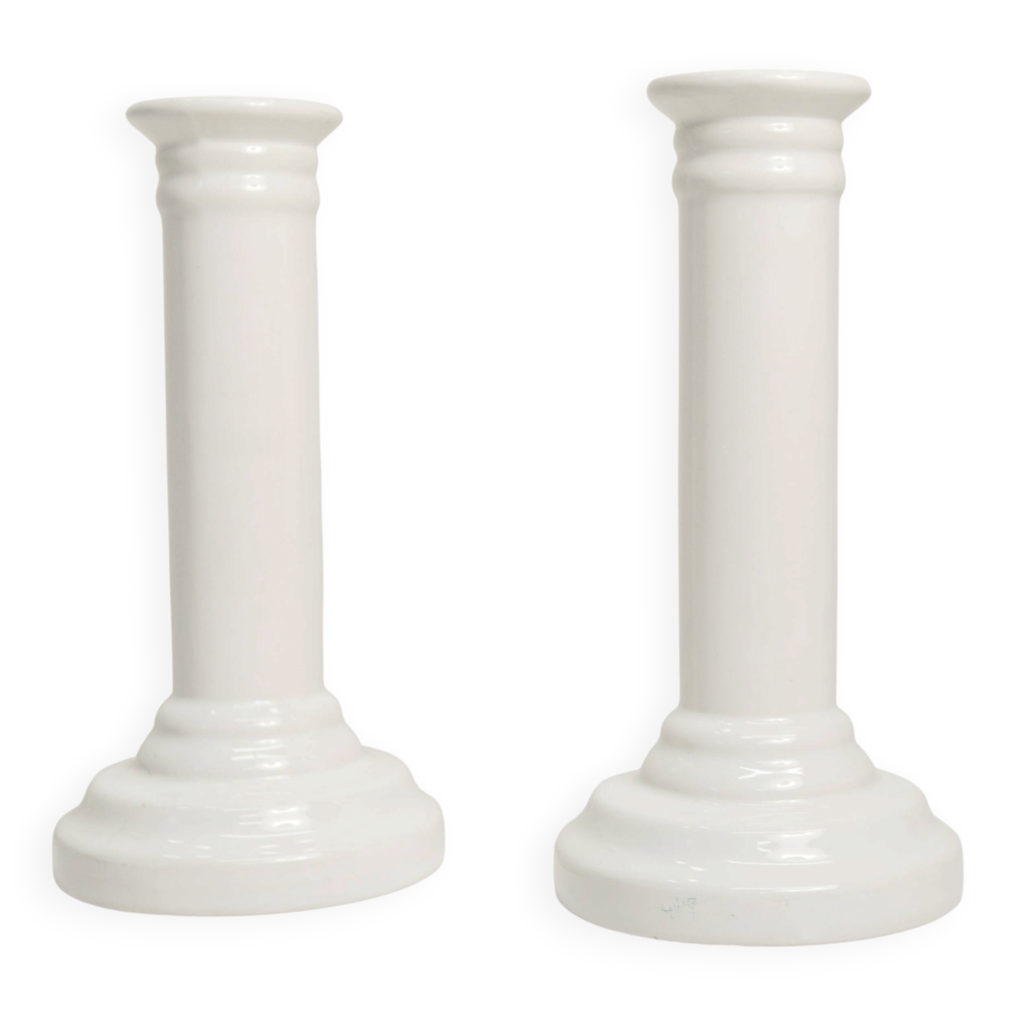 Paire de bougeoirs céramique blanc 1970