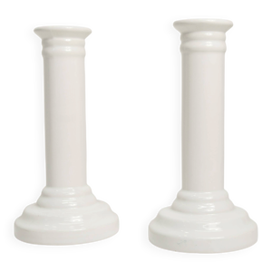 Paire de bougeoirs céramique - blanc