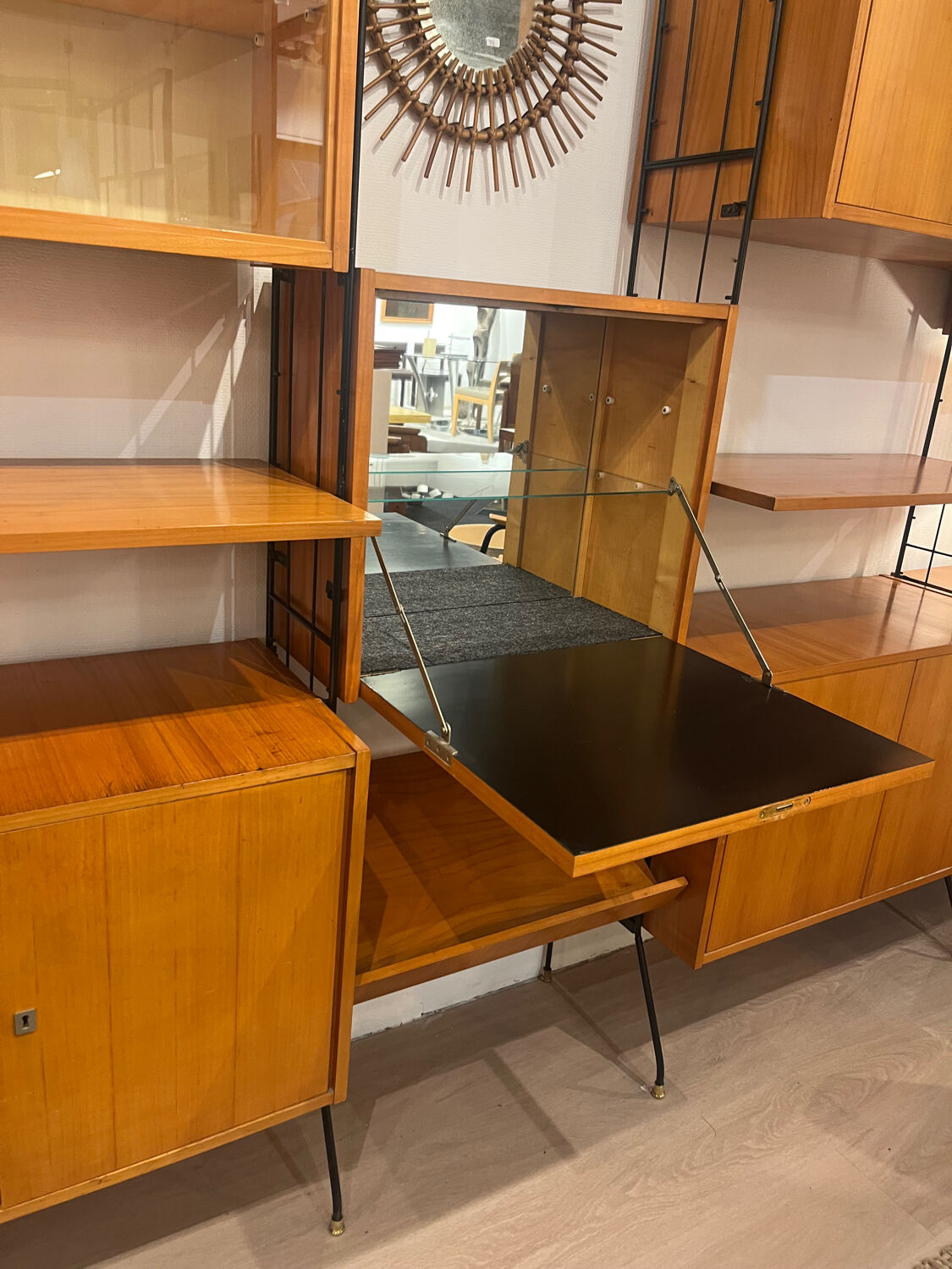 Modular wall unit on a stand by Silverschild Germany, 1950.
