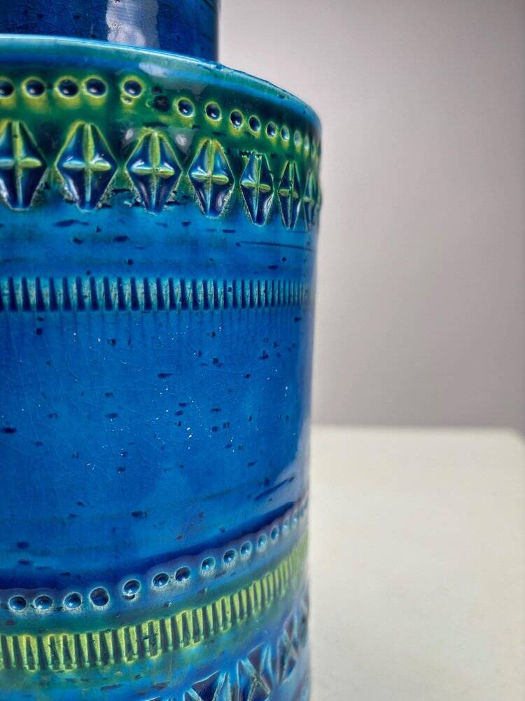 Rimini Blue Terracotta Ceramic Vase attributed to Aldo Londi for Bitossi, Italy, 1960s
