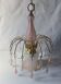 Vintage pink glass drop and flower chandelier pendant light.