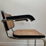 Fauteuil noir CESCA B64 en cannage d’après Marcel Breuer Made In Italy