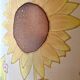 Large sunflower lamp signed silk and rattan 1970
