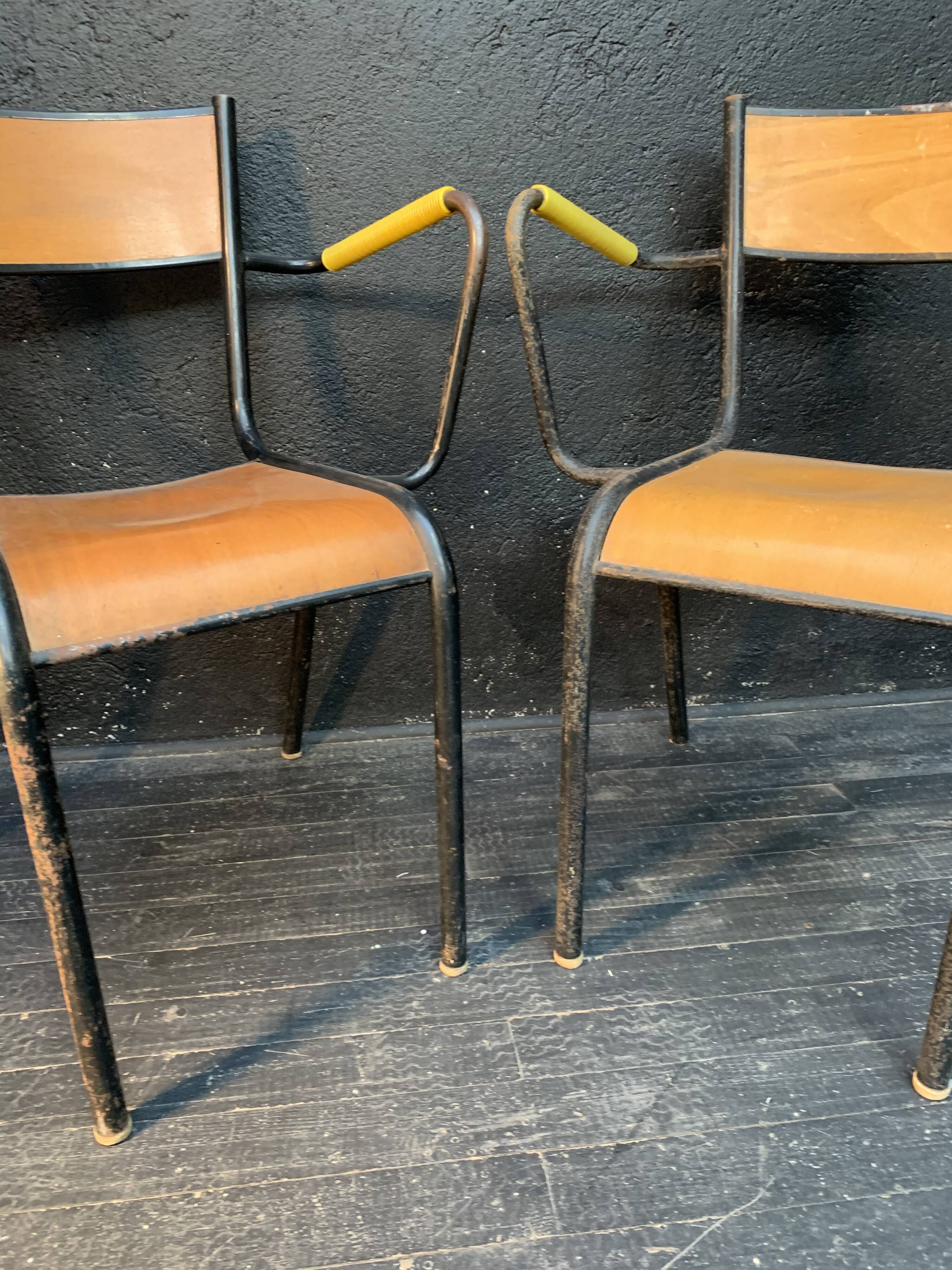 Pair of armchairs, school chairs 1950