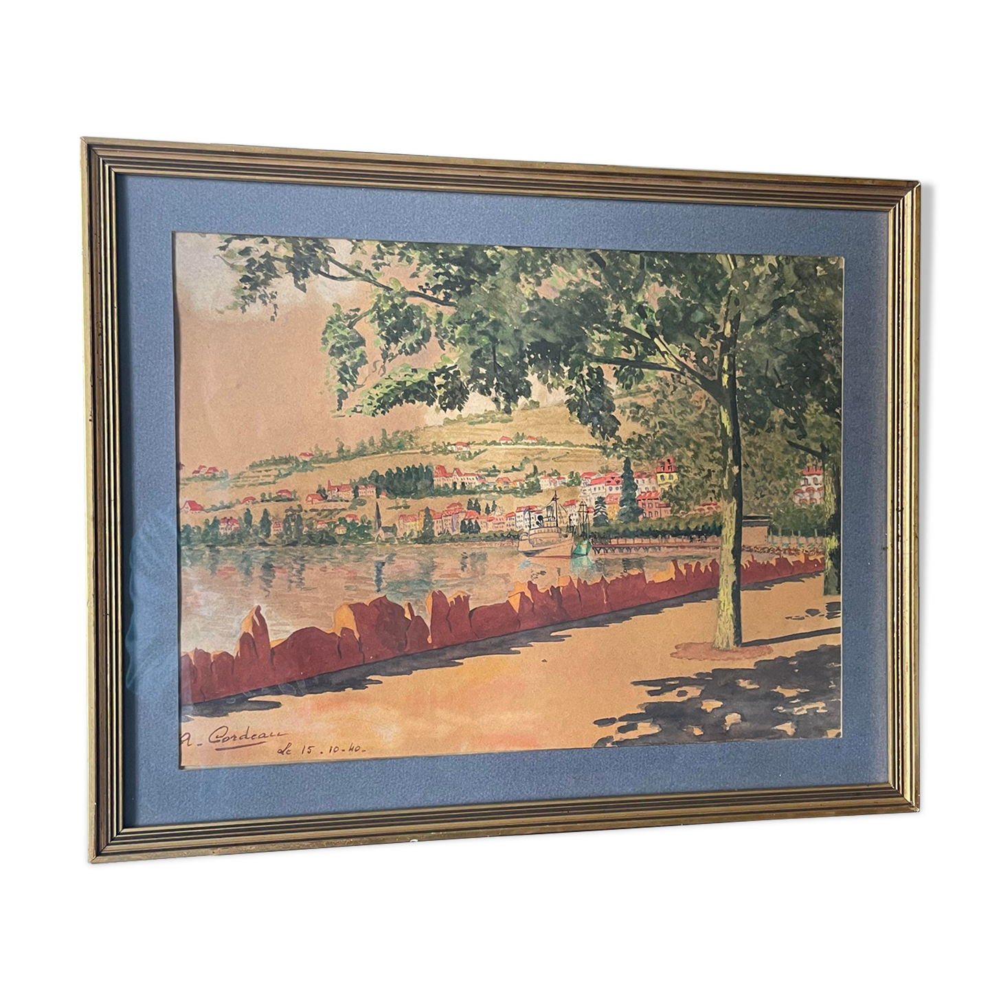 A.Cordeau "Walk around the lake" watercolor