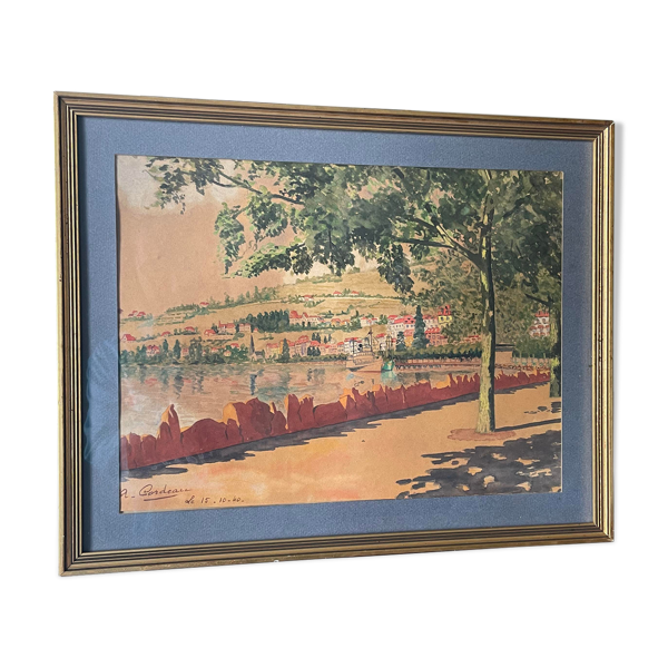 A.Cordeau "Promenade autour du lac" aquarelle