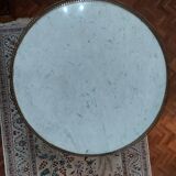 Small bouillotte table - Louis XVI style - white marble top - 3 legs