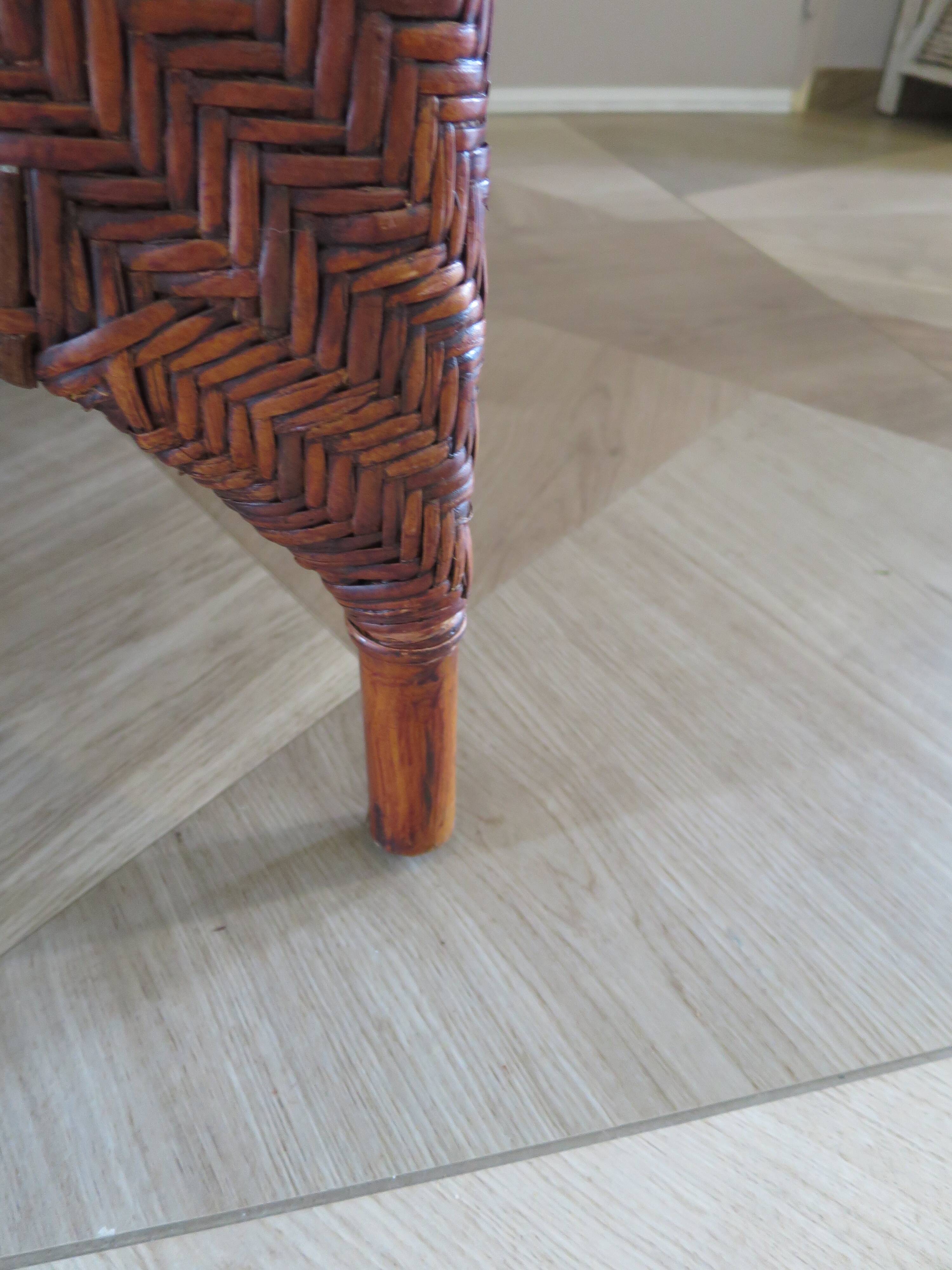 Two-seater banquette in woven rattan, wood and bamboo, 1980s.