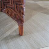 Two-seater banquette in woven rattan, wood and bamboo, 1980s.