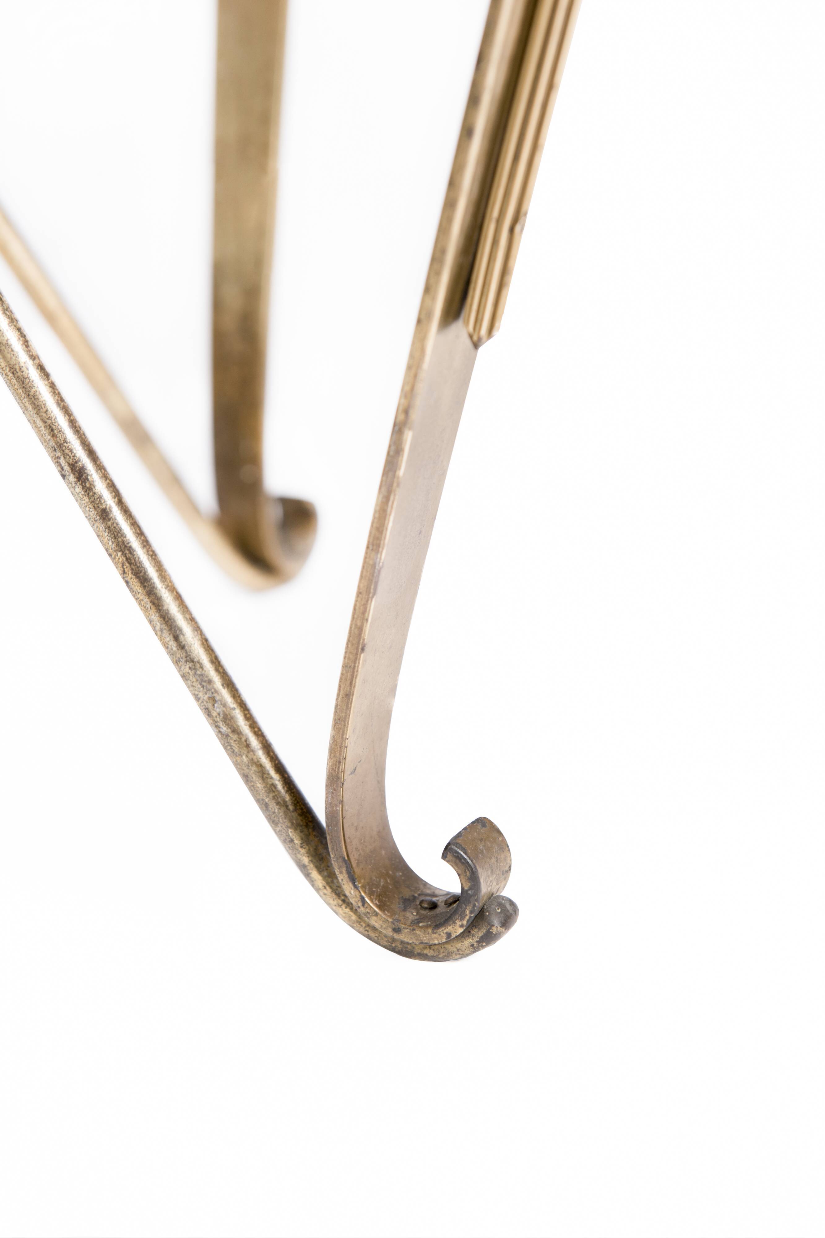 Pair of vintage brass and blue velvet feet rest