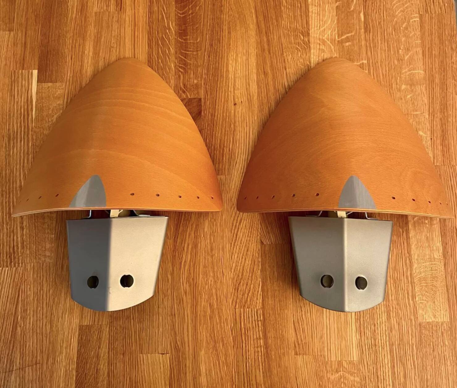 Vintage wood and metal wall lights, France 1980s