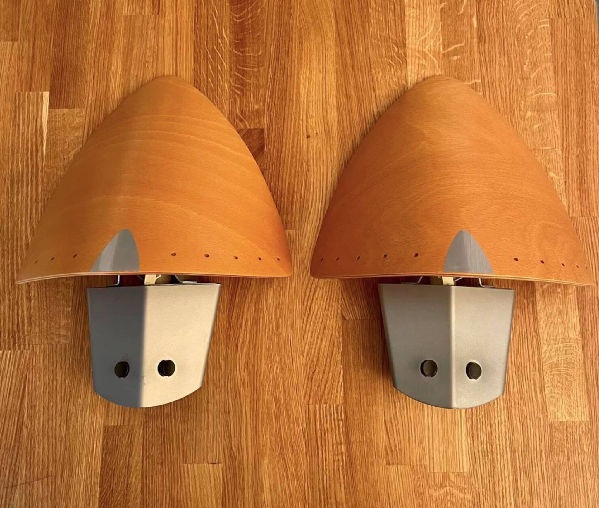 Vintage wood and metal wall lights, France 1980s