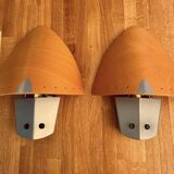 Vintage wood and metal wall lights, France 1980s