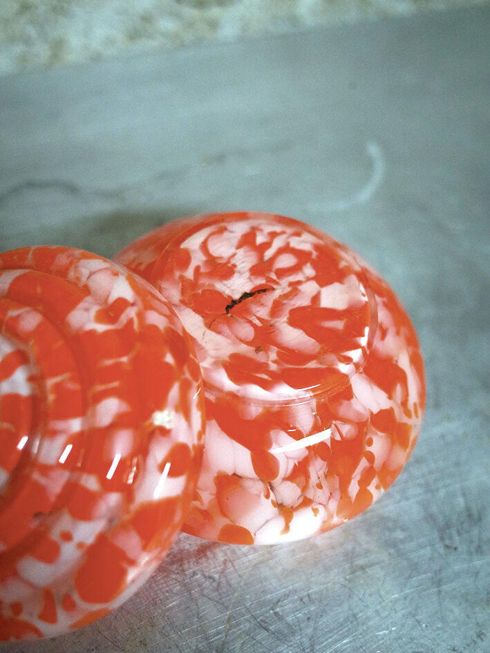 Glass candy maker style Bohemian Czech spatter glass