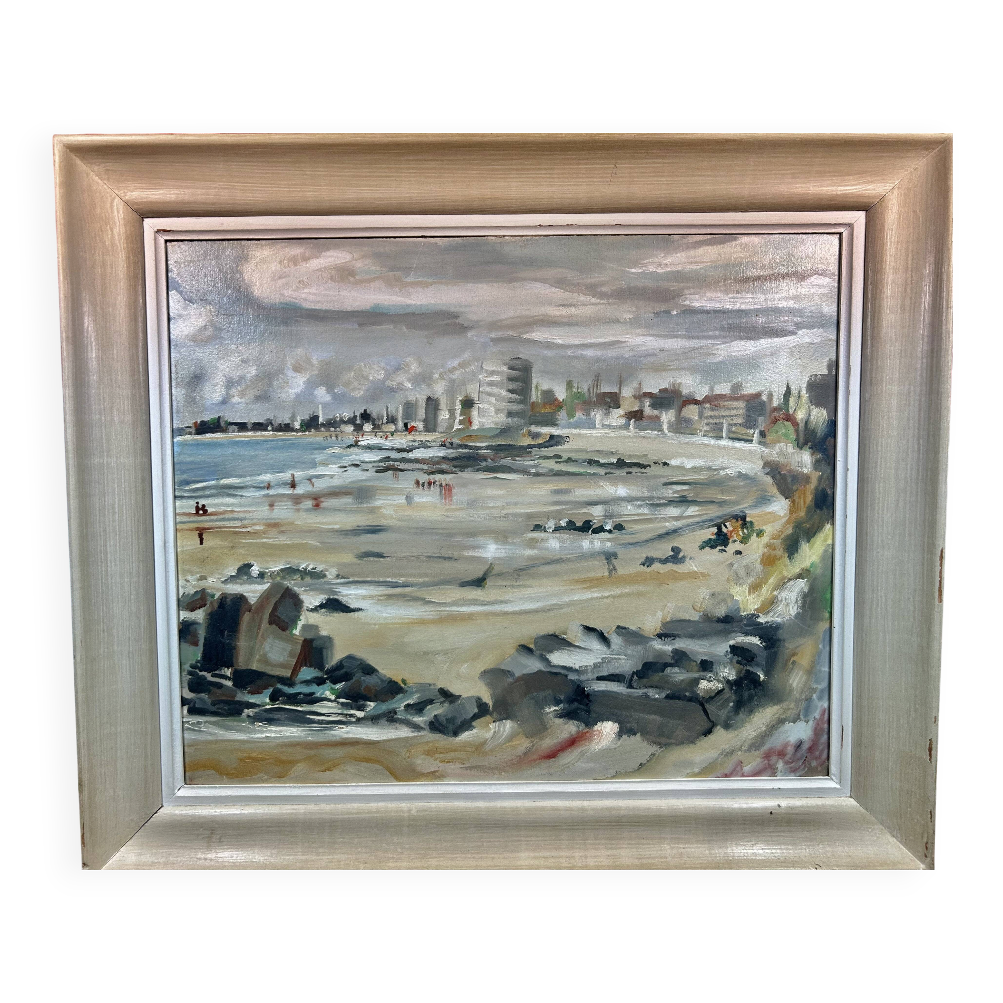 oil on cardboard panel, Beach of La Tranche sur Mer (M. Rimbaud?)