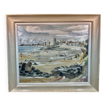 oil on cardboard panel, Beach of La Tranche sur Mer (M. Rimbaud?)