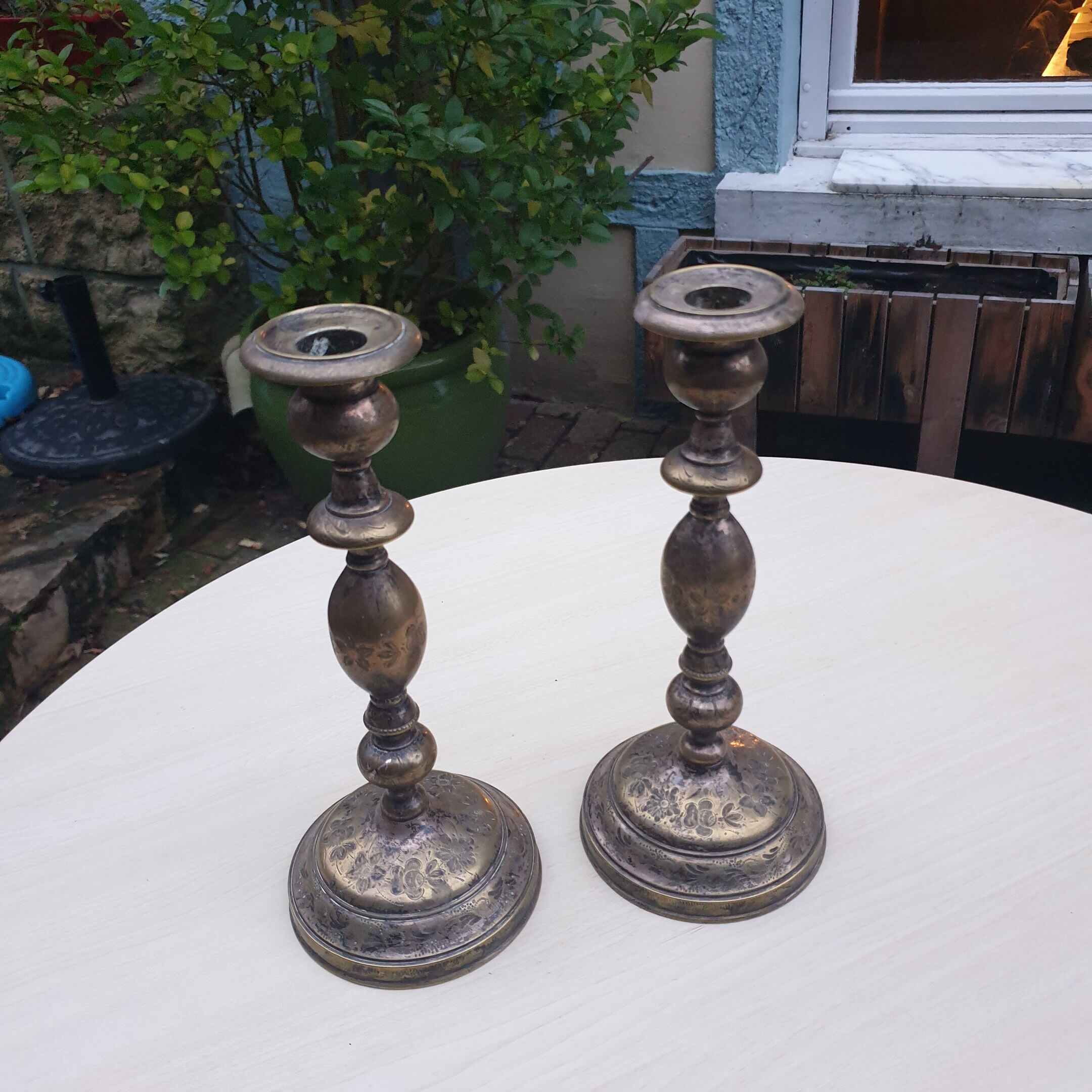 Pair of brass candlesticks